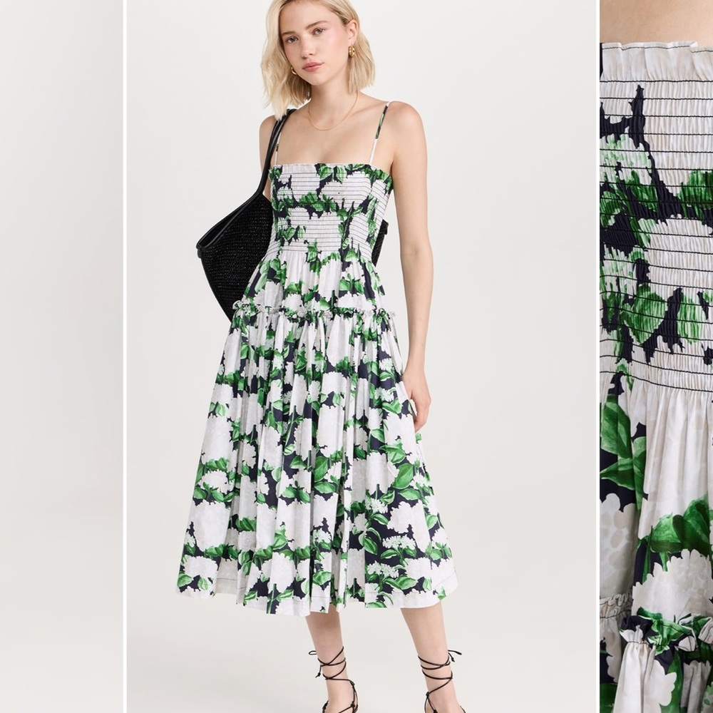 Hill House Seraphina Nap Dress Green and White Sleeveless Sundress NWT Medium M